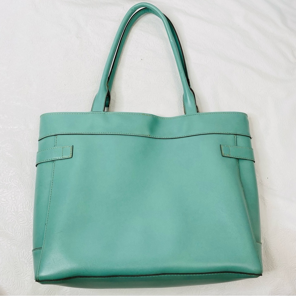 Emilie M. Teal blue faux leather bag